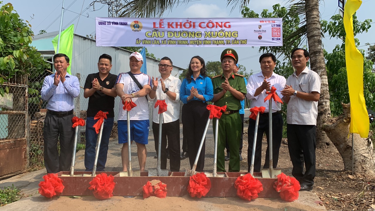 Liên đoàn Lao động thành phố Cần Thơ phối hợp khởi công công trình cầu Đường Xuồng, huyện Vĩnh Thạnh 