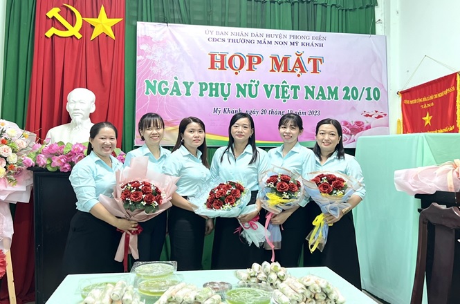 CÔNG ĐOÀN CƠ SỞ TRƯỜNG MẦM NON MỸ KHÁNH HỌP MẶT KỶ NIỆM NGÀY PHỤ NỮ VIỆT NAM 20/10/2023