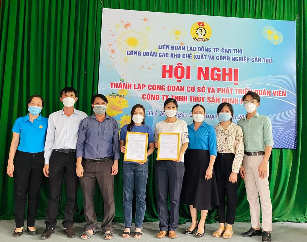 THÀNH LẬP CÔNG ĐOÀN CƠ SỞ VÀ PHÁT TRIỂN ĐOÀN VIÊN  CÔNG ĐOÀN CÔNG TY TNHH THỦY SẢN MINH PHÚC