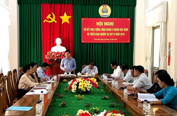 LIÊN ĐOÀN LAO ĐỘNG QUẬN BÌNH THỦY TỔ CHỨC  HỘI NGHỊ SƠ KẾT CÔNG ĐOÀN 9 THÁNG VÀ TRIỂN KHAI PHƯƠNG HƯỚNG NHIỆM VỤ QUÝ IV NĂM 2019