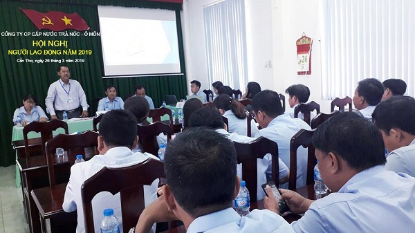 CÔNG ĐOÀN CƠ SỞ CÔNG TY CỔ PHẦN CẤP NƯỚC TRÀ NÓC - Ô MÔN TỔ CHỨC HỘI NGHỊ NGƯỜI LAO ĐỘNG