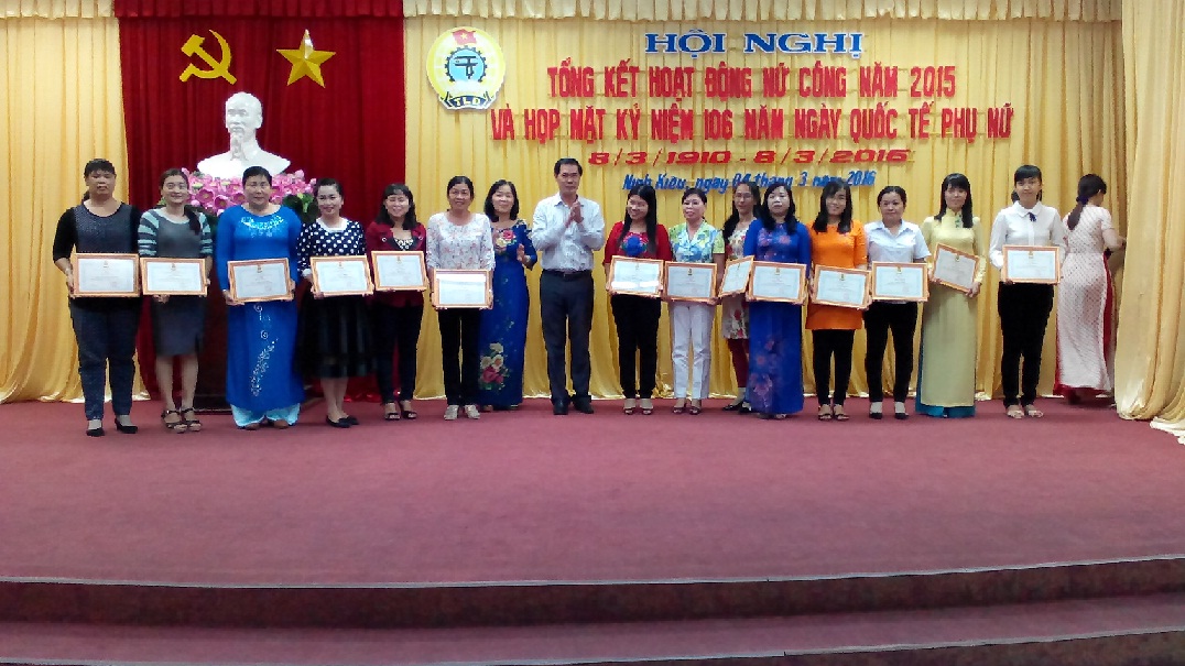 LIÊN ĐOÀN LAO ĐỘNG QUẬN NINH KIỀU TỔ CHỨC HỘI NGHỊ TỔNG KẾT NỮ CÔNG NĂM 2015  HỌP MẶT QUỐC TẾ PHỤ NỮ 8/3 NĂM 2016