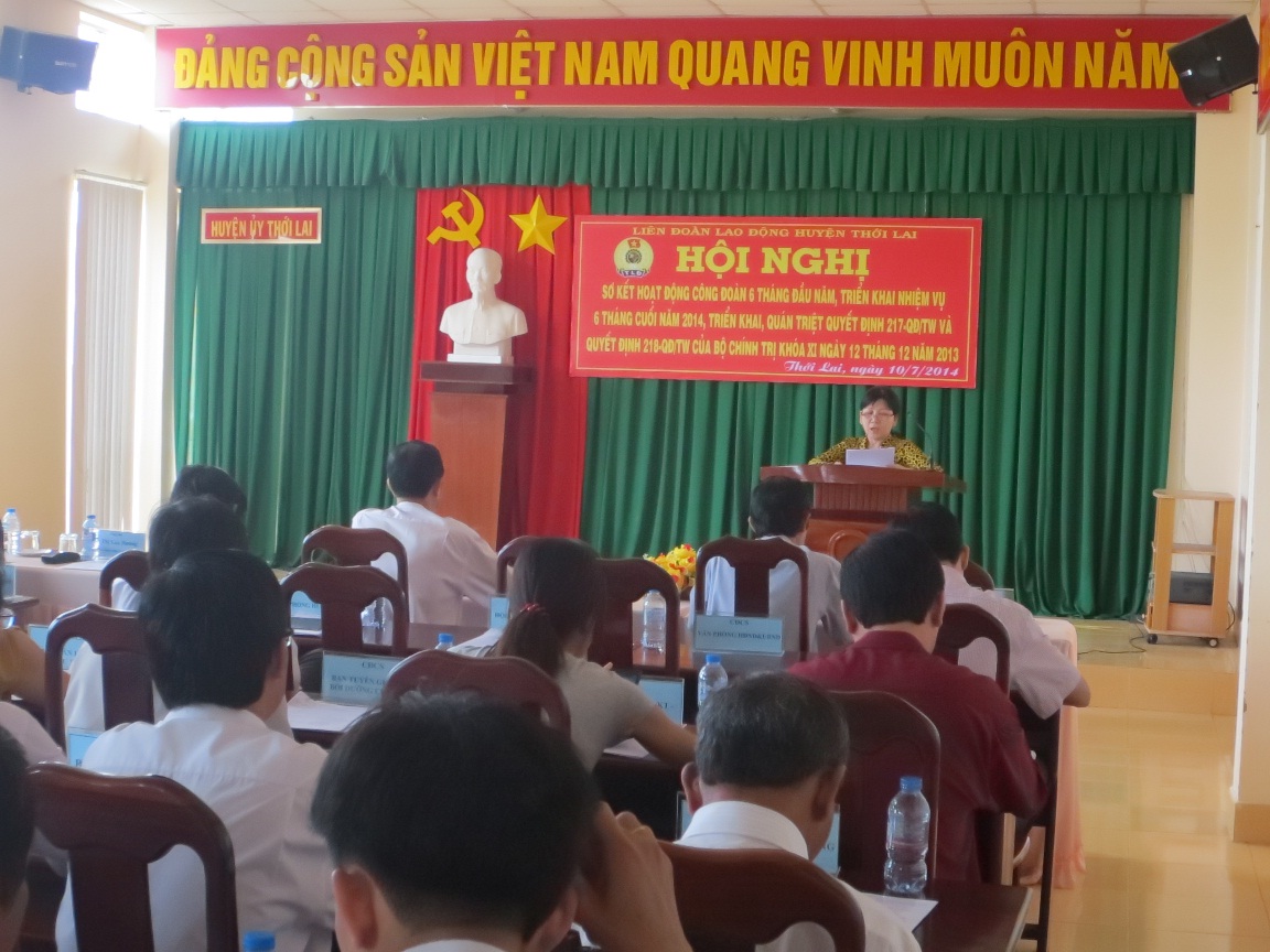 Liên đoàn Lao động huyện Thới Lai sơ kết hoạt động Công đoàn 6 tháng đầu năm 2014.