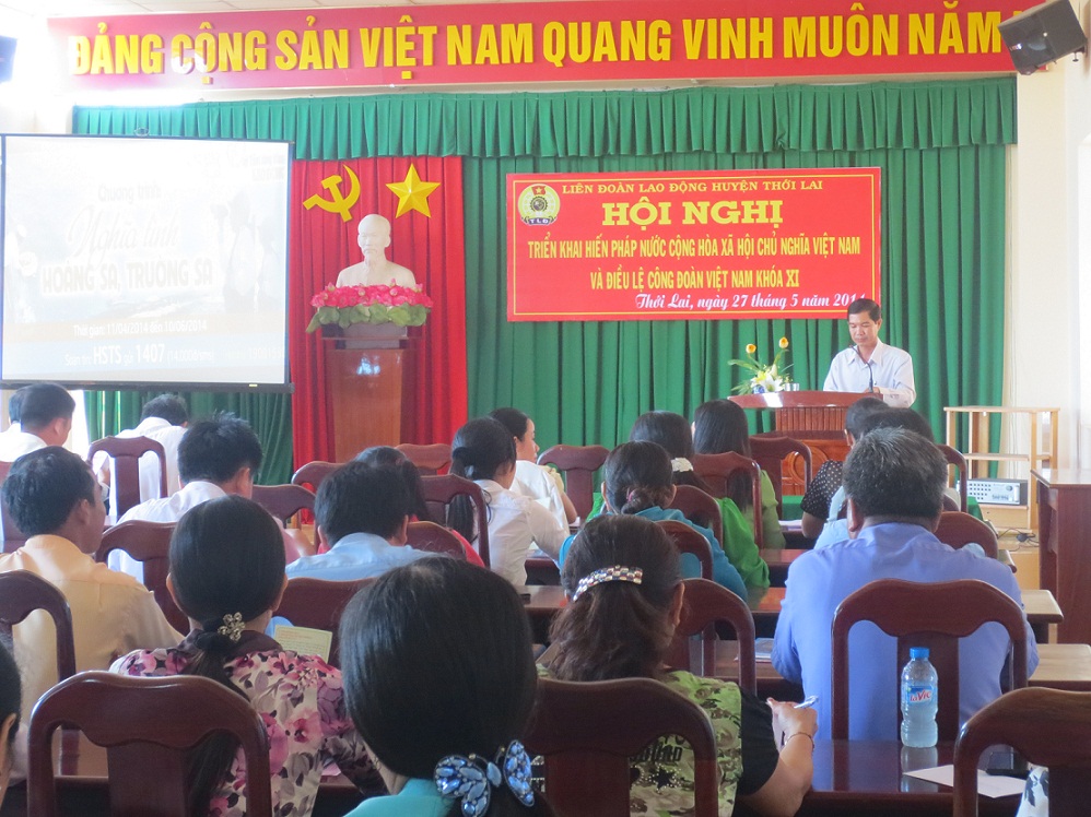 Liên đoàn Lao động huyện Thới Lai triển khai thi hành Hiến pháp năm 2013; Điều lệ Công đoàn Việt Nam khóa XI