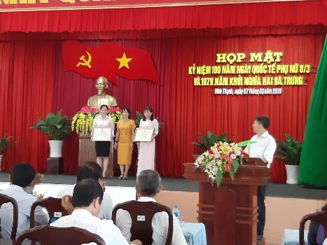 LIÊN ĐOÀN LAO ĐỘNG HUYỆN VĨNH THẠNH ĐÃ TỔ CHỨC HỌP MẶT KỶ NIỆM 109 NĂM NGÀY QUỐC TẾ PHỤ NỮ 8/3 VÀ 1979 NĂM KHỞI NGHĨA HAI BÀ TRƯNG