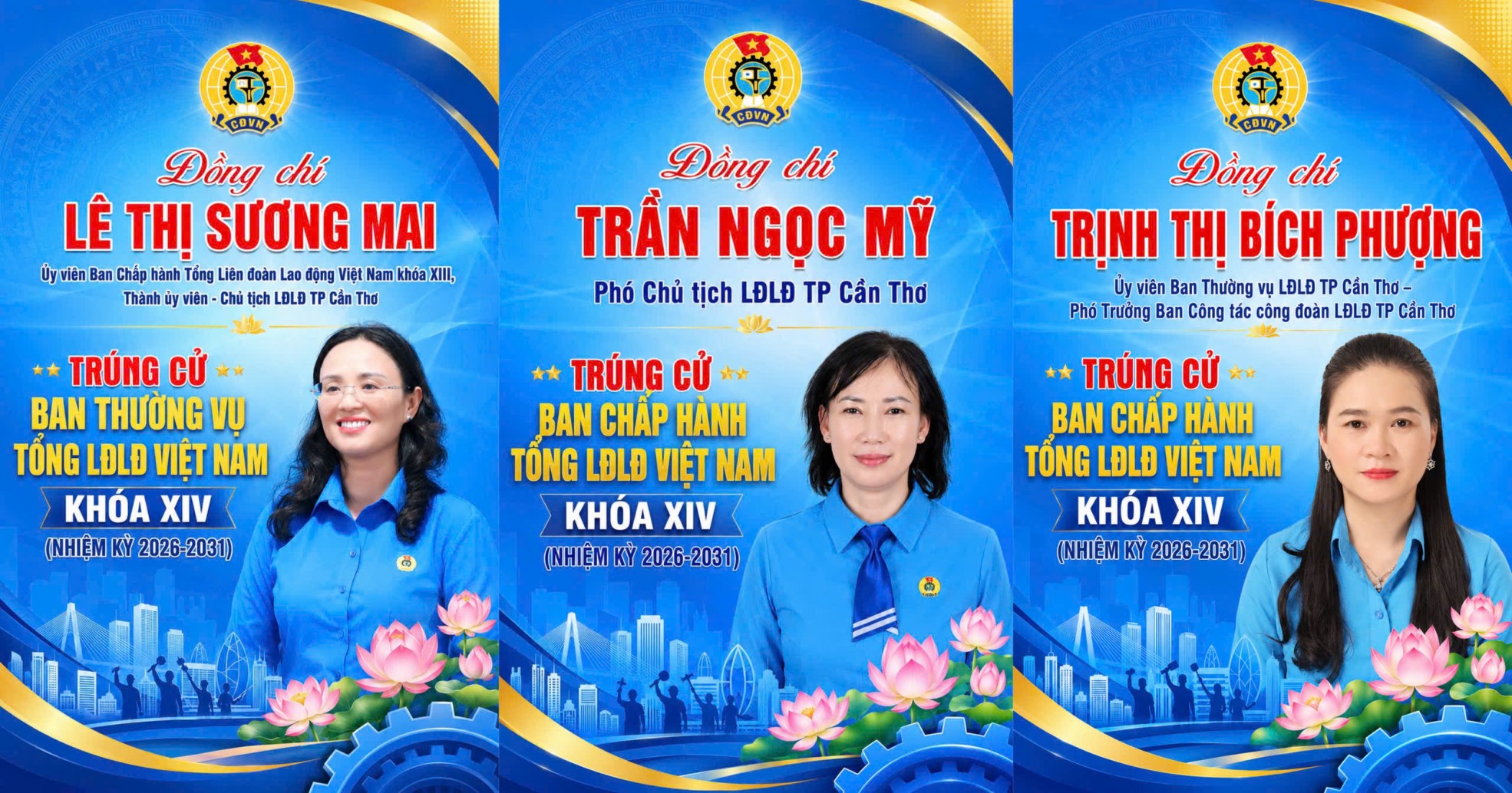 3 cán bộ Công đoàn Cần Thơ tham gia Ban Chấp hành Tổng LĐLĐ Việt Nam khóa XIV